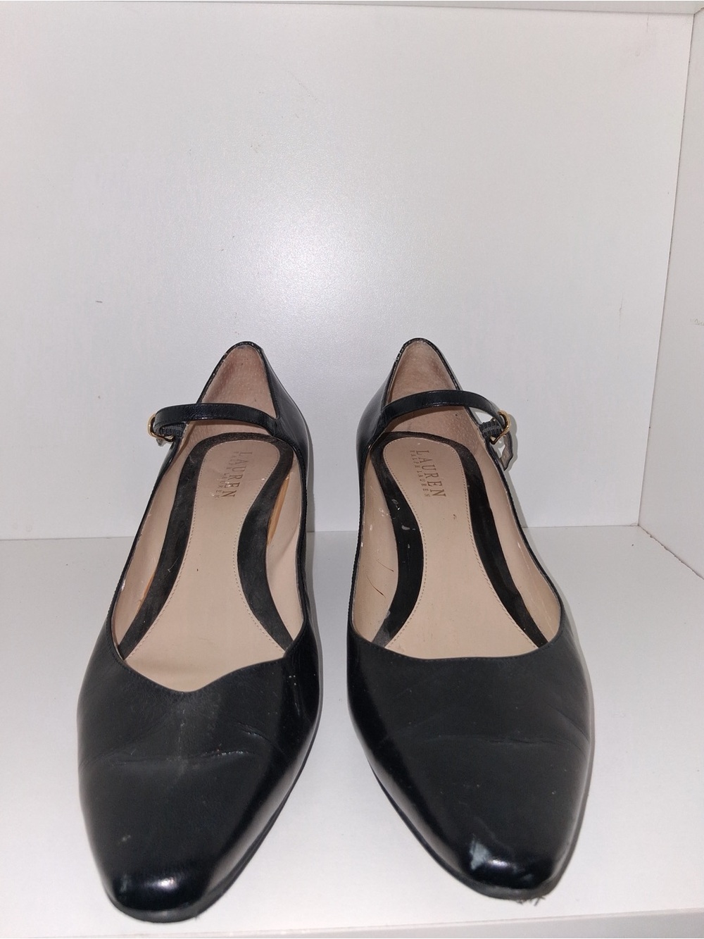 Lauren, Ralph Lauren Black Leather Mary Jane Flats by